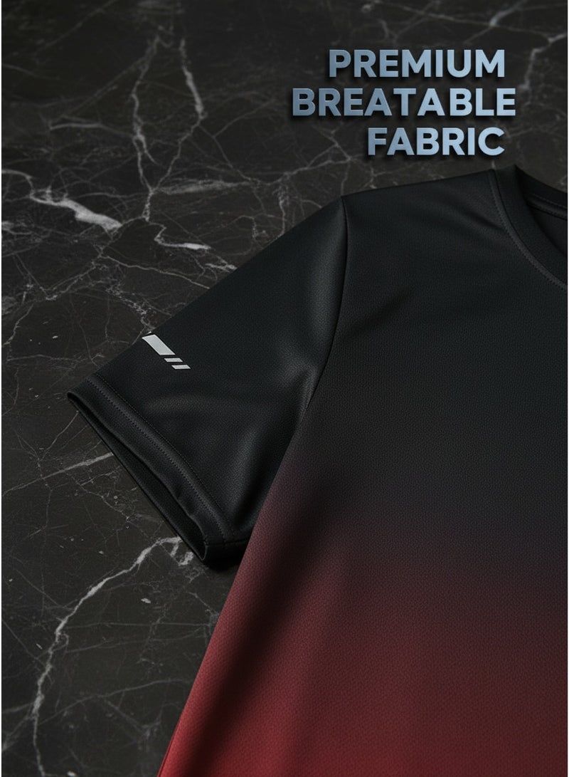 Men Gradient Ice Silk Quick Dry T-Shirt, Breathable Cooling Short Sleeve Sports Tee for Running, Gym workouts, Desert Outdoor Activities - Image 4