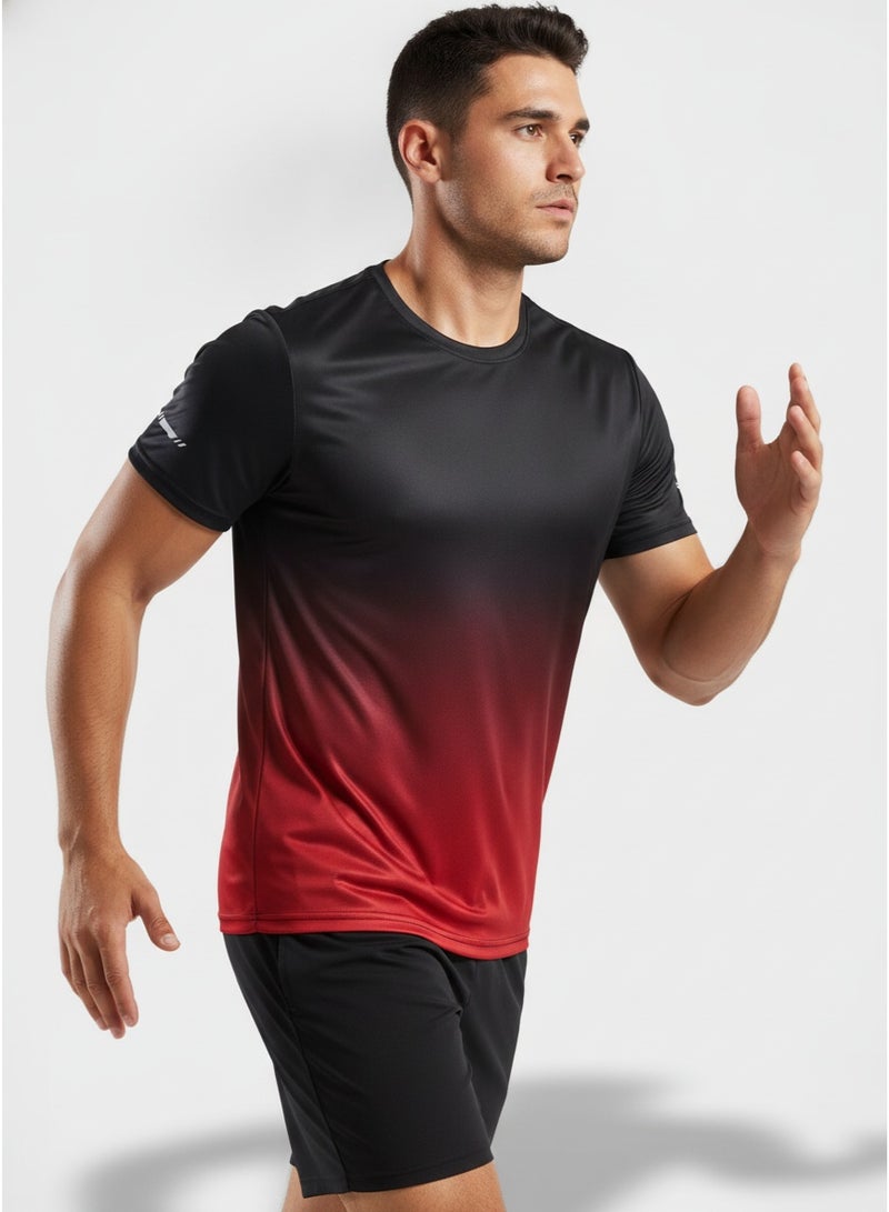 Men Gradient Ice Silk Quick Dry T-Shirt, Breathable Cooling Short Sleeve Sports Tee for Running, Gym workouts, Desert Outdoor Activities - Image 2