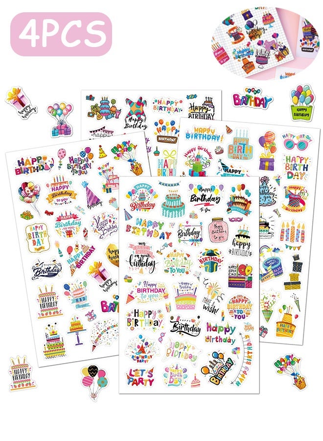 MXN 10 PCS Happy Birthday Stickers, Cake Balloon Sticker, Birthday Sticker for Kids Party Home Classroom Decoration - Image 1