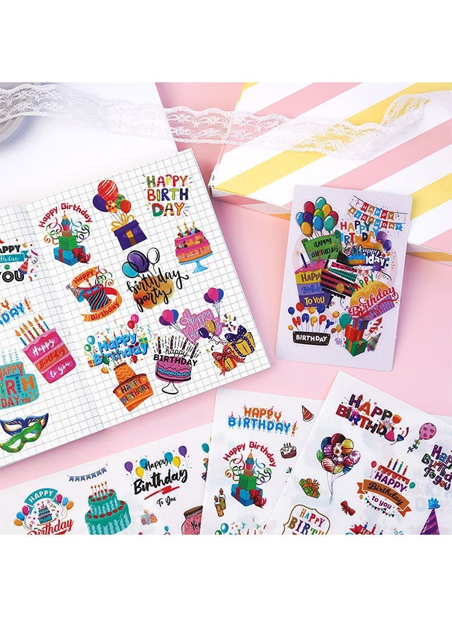 MXN 10 PCS Happy Birthday Stickers, Cake Balloon Sticker, Birthday Sticker for Kids Party Home Classroom Decoration - Image 5