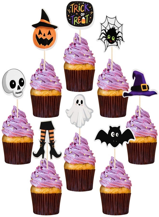 Morcheiong Halloween Cupcake Toppers - 80 Pcs Spooky Haunted House Party Fruit Cake Decoration Supplies - Image 1