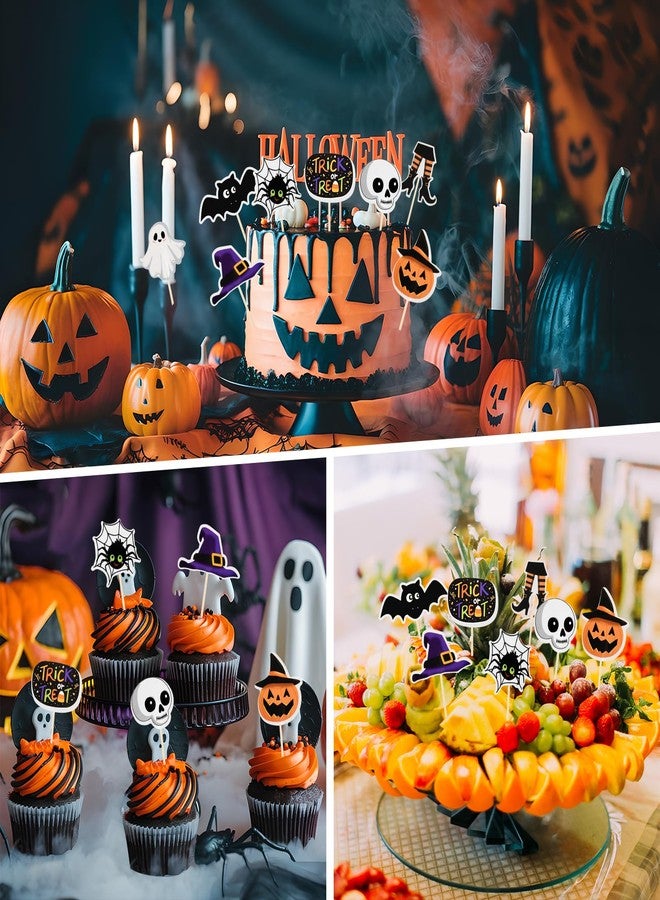 Morcheiong Halloween Cupcake Toppers - 80 Pcs Spooky Haunted House Party Fruit Cake Decoration Supplies - Image 5