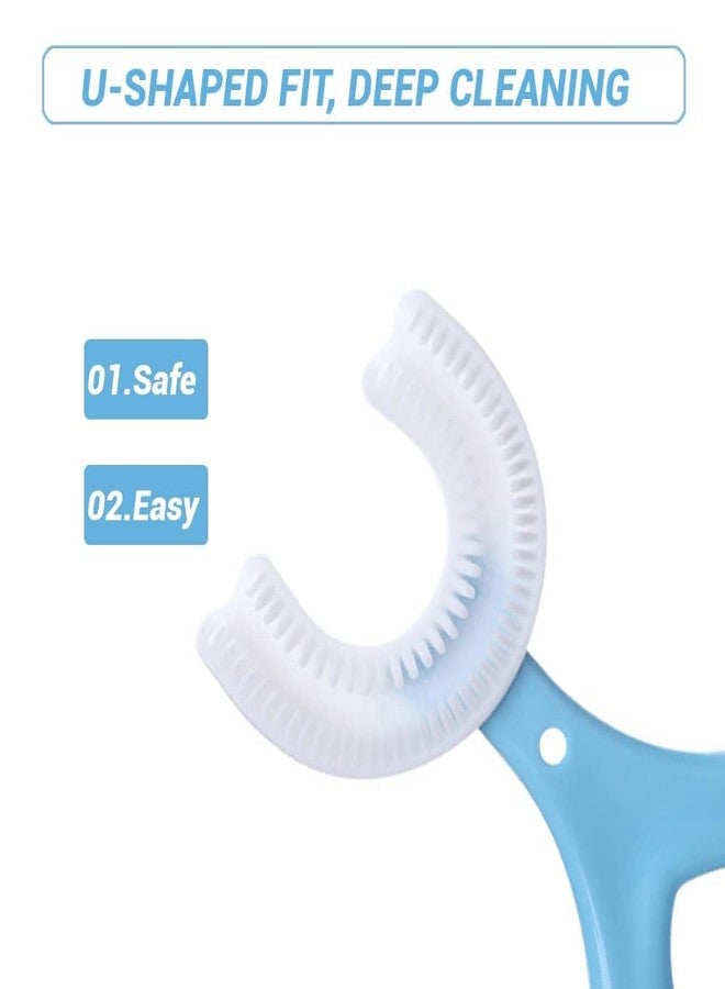HEVIR U-Shaped Manual Kids Toothbrush | Food Grade Soft Silicone Brush Head | Full Mouth Toothbrush for Toddlers & Children (2-6 Years) | Blue - Image 2