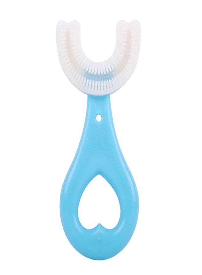 HEVIR U-Shaped Manual Kids Toothbrush | Food Grade Soft Silicone Brush Head | Full Mouth Toothbrush for Toddlers & Children (2-6 Years) | Blue - Image 1