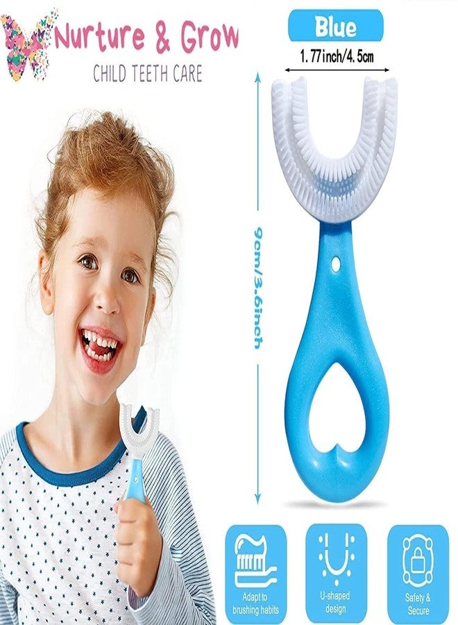 HEVIR U-Shaped Manual Kids Toothbrush | Food Grade Soft Silicone Brush Head | Full Mouth Toothbrush for Toddlers & Children (2-6 Years) | Blue - Image 4
