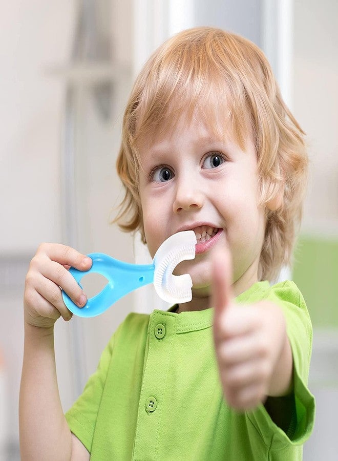 HEVIR U-Shaped Manual Kids Toothbrush | Food Grade Soft Silicone Brush Head | Full Mouth Toothbrush for Toddlers & Children (2-6 Years) | Blue - Image 5