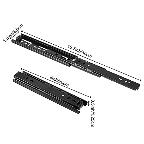 HOIGON 5 Pair 8 Inch Full Extension Drawer Slides, Heavy Duty Drawer Slides with Ball Bearing, Telescopic Shelf Slides Side Mount for Cabinet - Image 2
