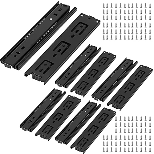 HOIGON 5 Pair 8 Inch Full Extension Drawer Slides, Heavy Duty Drawer Slides with Ball Bearing, Telescopic Shelf Slides Side Mount for Cabinet - Image 1
