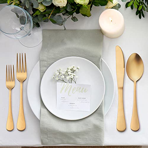 LIANYU 20 Piece Matte Gold Silverware Set, Stainless Steel Gold Flatware Cutlery Set for 4, Fancy Kitchen Utensil Tableware for Home Restaurant Party, Satin Finish, Dishwasher Safe - Image 5