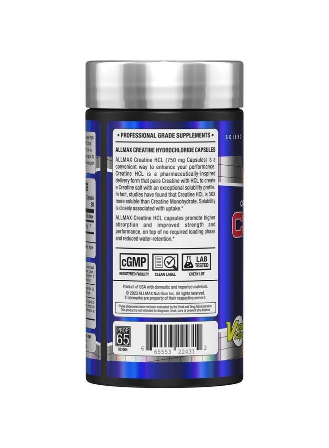 AllMax Nutrition أولماكس إيسينشالز كرياتين HCL، 750 ملغ، 90 كبسولة - Image 2