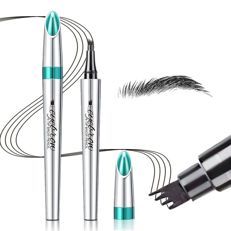 OETUIOW Eyebrow Pencil Eyebrow Microblading Pen  Eye Makeup Eyebrow Pen Micro 4 Point Brow Pen Lift  Snatch Eyebrow Microblading Pen LongLasting Waterproof Natural Eyebrow Hair Black