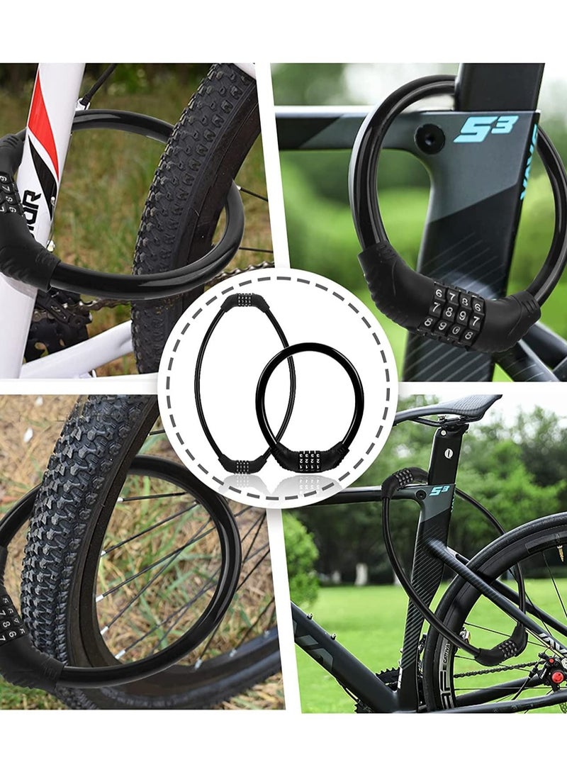 SYOSI Bike Lock Cable, Bike Locks Heavy Duty Anti Theft, 2 Pcs Security 4 Digit Resettable Combination Bike Cable Lock, Portable Code Lock Cable for Bicycle, Black  - Image 2
