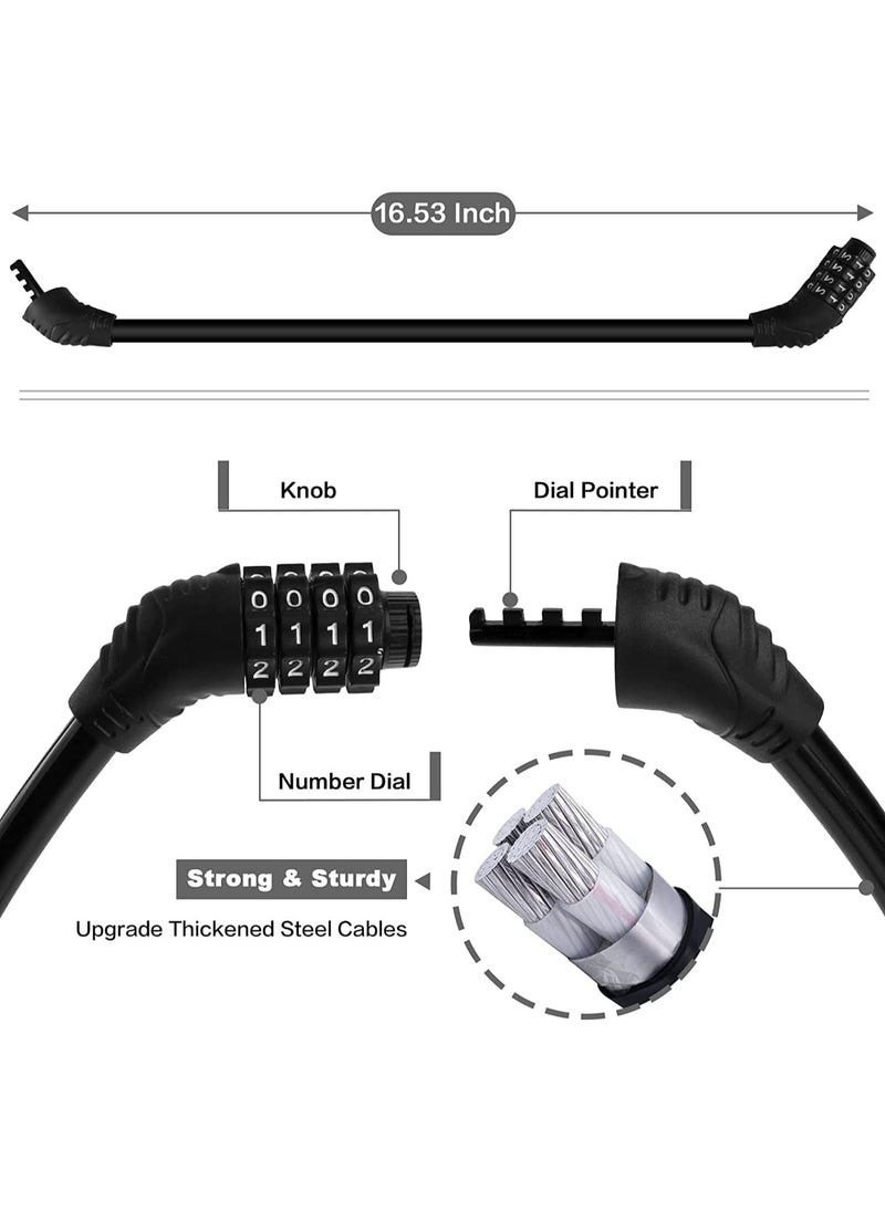 SYOSI Bike Lock Cable, Bike Locks Heavy Duty Anti Theft, 2 Pcs Security 4 Digit Resettable Combination Bike Cable Lock, Portable Code Lock Cable for Bicycle, Black  - Image 5