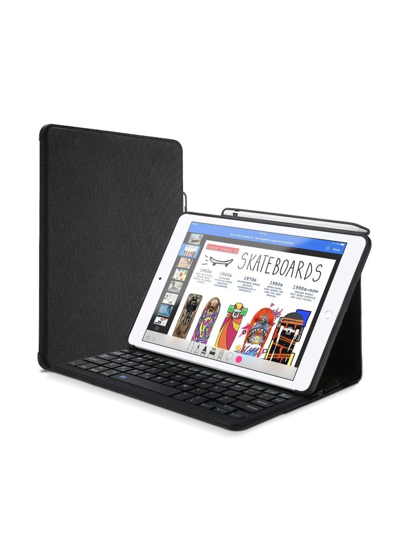ProCase Keyboard Case for iPad 9.7 (Old Model) 6th 2018/ 5th 2017 with Pencil Holder, Slim Lightweight Folio Stand Protective Case with Wireless Keyboard for iPad 6 iPad 5–Black