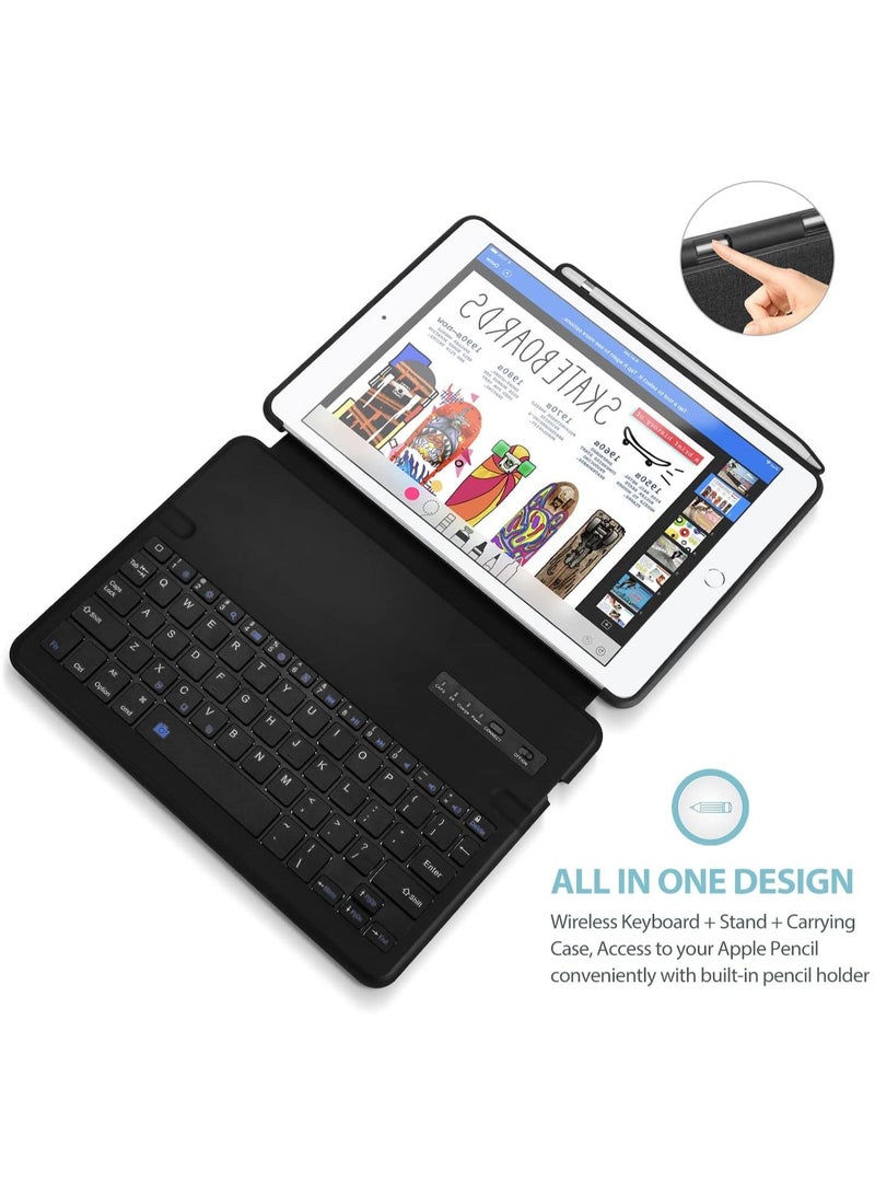 ProCase Keyboard Case for iPad 9.7 (Old Model) 6th 2018/ 5th 2017 with Pencil Holder, Slim Lightweight Folio Stand Protective Case with Wireless Keyboard for iPad 6 iPad 5–Black
