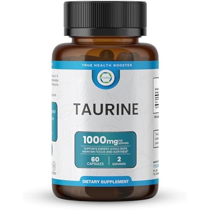 TRUEMED Taurine 1000mg with Magnesium Glycinate & Alpha Lipoic Acid – Supports Natural Energy, Focus & Wellness – Caffeine-Free, Non-Stimulant, Antioxidant Support – 60 Capsules, Made in USA - Image 1