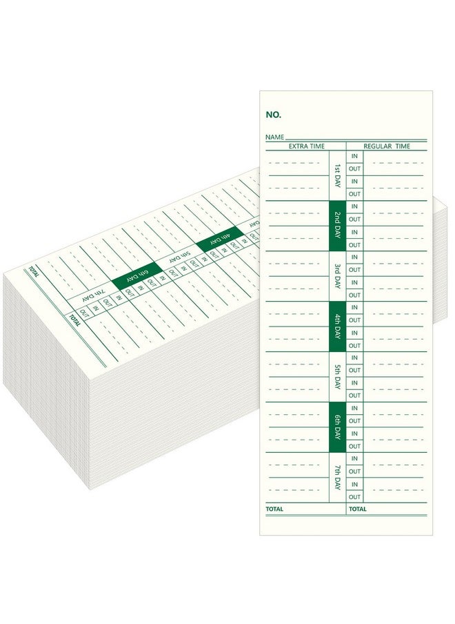 Chuangdi 1000 Pieces Time Cards 1 Side Time Clock Cards 3.5 X 9 Inches Green Print Time Sheets For Employees Weekly For Punch Time Clock Employee Attendance Payroll Recorder Business  - Image 1
