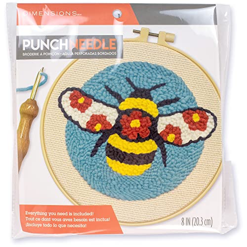 Dimensions Floral Bee Punch Needle Set for Beginners 8 Diameter Multicolor 7 Piece
