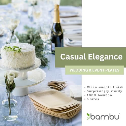 Bambu Pack of 25-9 Inch Disposable Bamboo Plates Square, Biodegradable Eco Friendly Products, Bamboo Disposable Plates for Events, Compostable Plate - Image 4