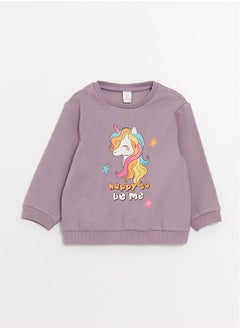 LC WAIKIKI Crew Neck Long Sleeve Printed Baby Girl Sweatshirt and Tights 2-Pack Set  - Image 2