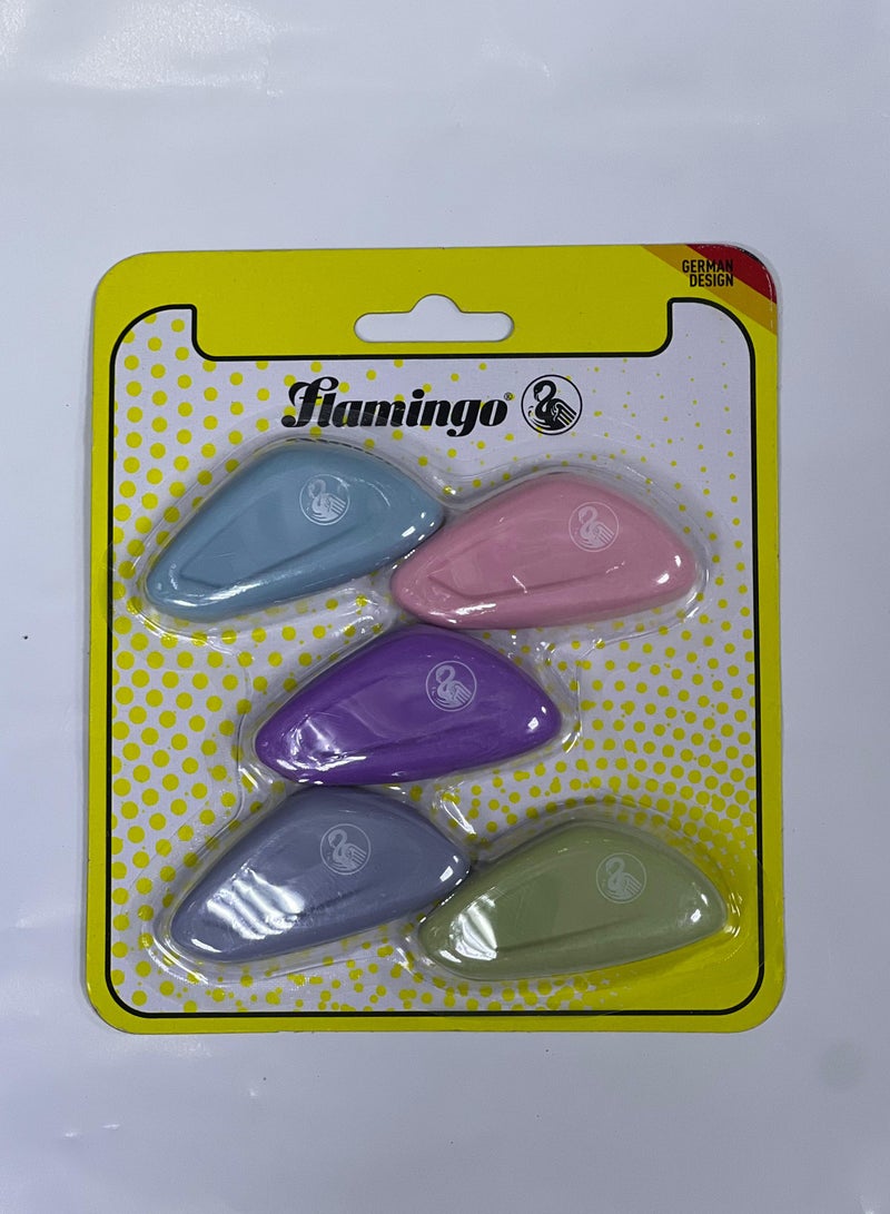 Flamingo 5 Piece Dust Free Ergonomic Eraser Multicolor - Image 1