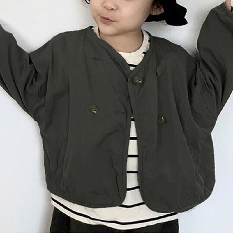 Children'S Spring New Style Coat Trendy Coat For Boys And Girls Japanese And Korean Style Loose Washed Retro Cardigan Outer Jacket 2 - Image 4