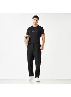 Iconic Iconic Slogan Print Crew Neck T-shirt with Short Sleeves  - Image 2
