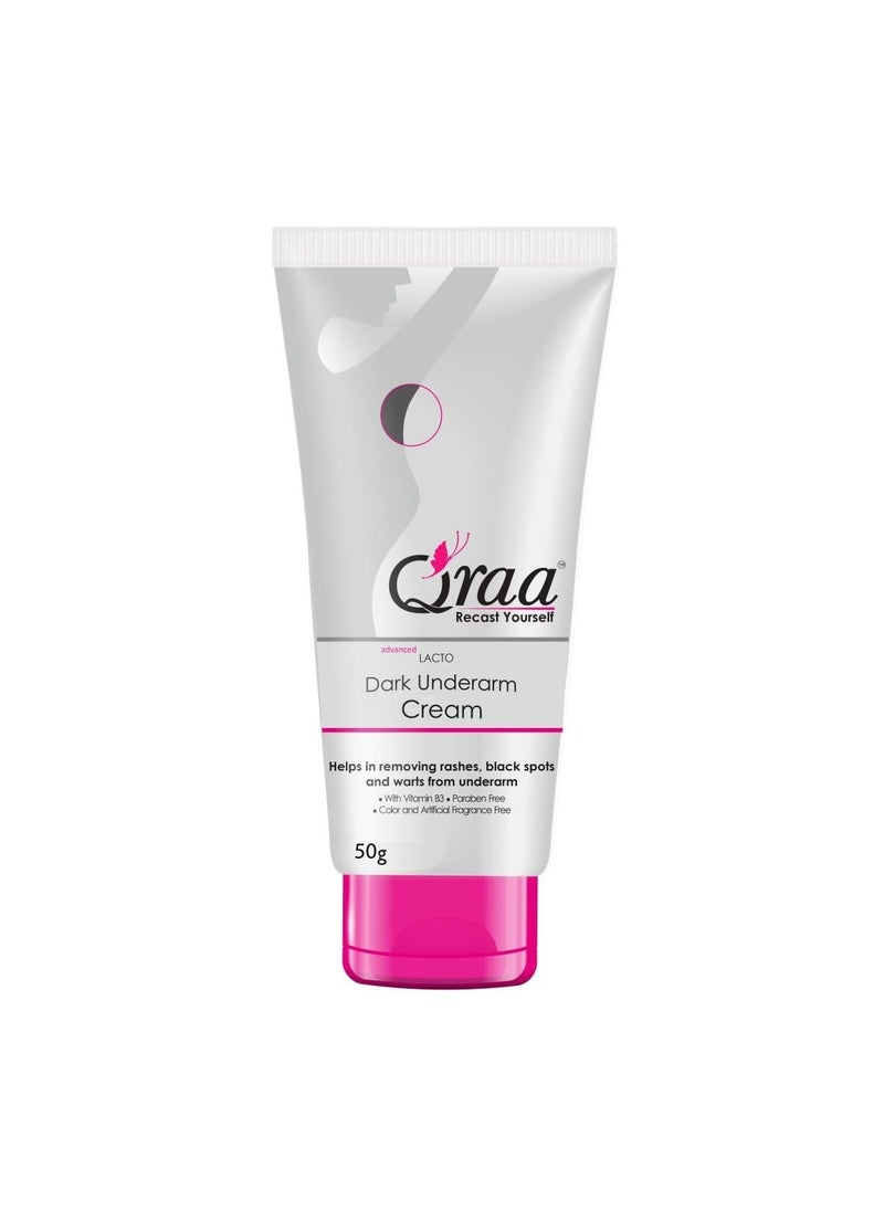 Qraa Qraa Advanced Lacto Dark Underarm Cream,For Even Toned Underarms-Paraben Free,Pack Of 50GM  - Image 1