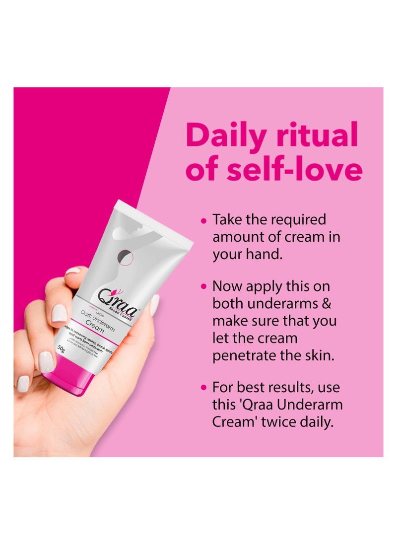 Qraa Qraa Advanced Lacto Dark Underarm Cream,For Even Toned Underarms-Paraben Free,Pack Of 50GM  - Image 4