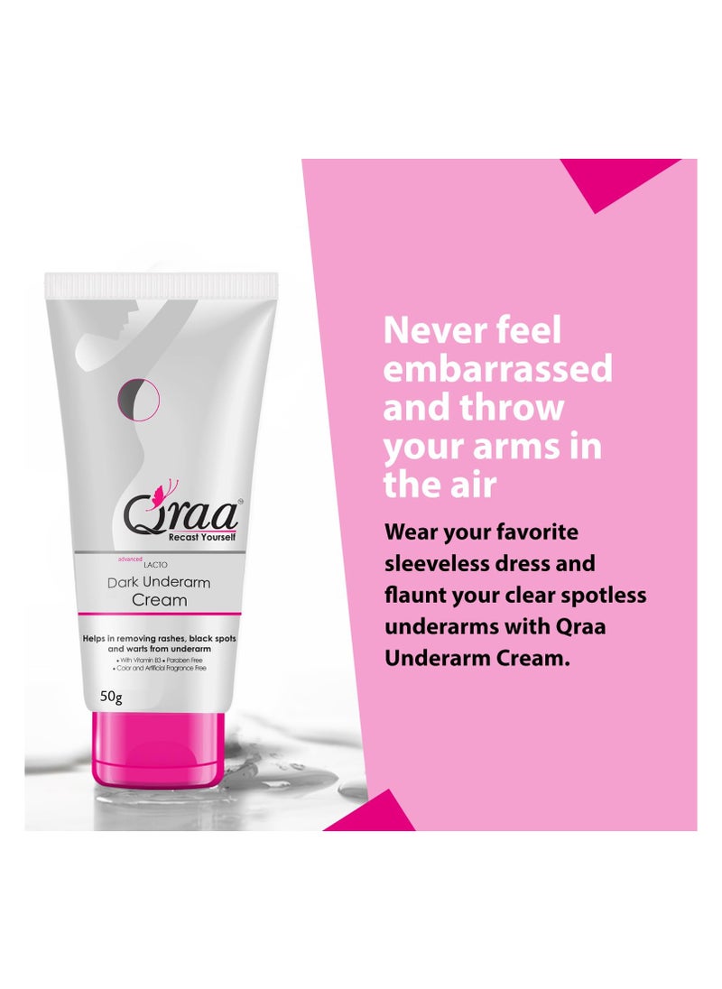Qraa Qraa Advanced Lacto Dark Underarm Cream,For Even Toned Underarms-Paraben Free,Pack Of 50GM  - Image 2