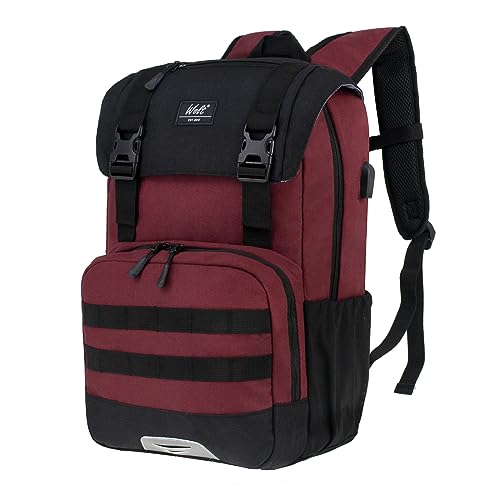 WOLT Laptop Backpack with USB Charging Port Fits Up to 17 Inch Laptop, College Backpack for Men Women, Computer Business Bookbag, Red - Image 1