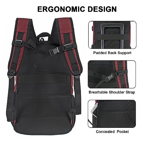 WOLT Laptop Backpack with USB Charging Port Fits Up to 17 Inch Laptop, College Backpack for Men Women, Computer Business Bookbag, Red - Image 5