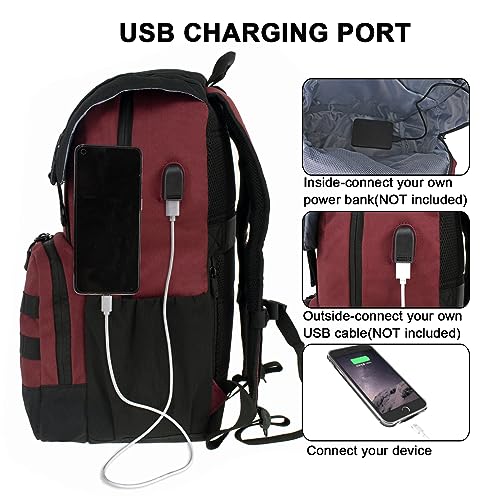 WOLT Laptop Backpack with USB Charging Port Fits Up to 17 Inch Laptop, College Backpack for Men Women, Computer Business Bookbag, Red - Image 2
