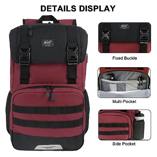 WOLT Laptop Backpack with USB Charging Port Fits Up to 17 Inch Laptop, College Backpack for Men Women, Computer Business Bookbag, Red - Image 3