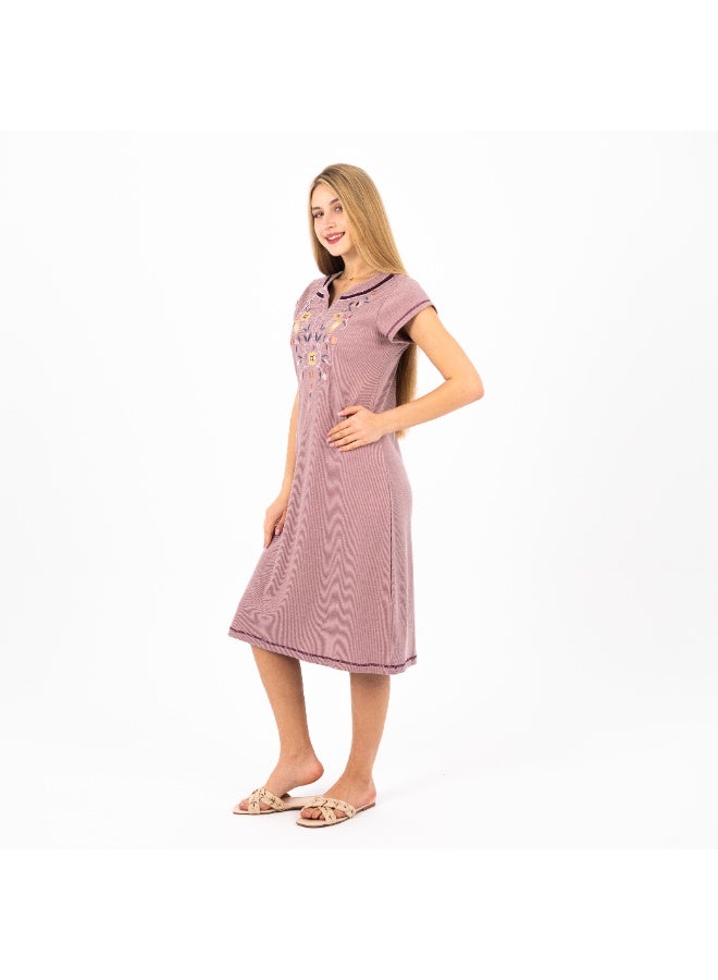 zecotex  Summer Short Dress | Embroidered Mini Dress | Elegant Half Sleeves | Cotton Fabric | Lightweight & Comfortable Women's Loungewear  - Image 2