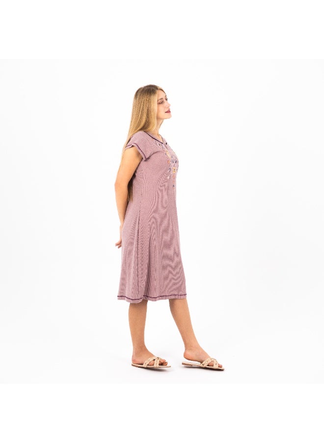 zecotex  Summer Short Dress | Embroidered Mini Dress | Elegant Half Sleeves | Cotton Fabric | Lightweight & Comfortable Women's Loungewear  - Image 3