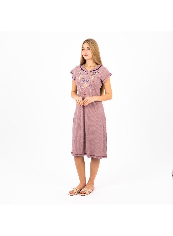 zecotex  Summer Short Dress | Embroidered Mini Dress | Elegant Half Sleeves | Cotton Fabric | Lightweight & Comfortable Women's Loungewear  - Image 1