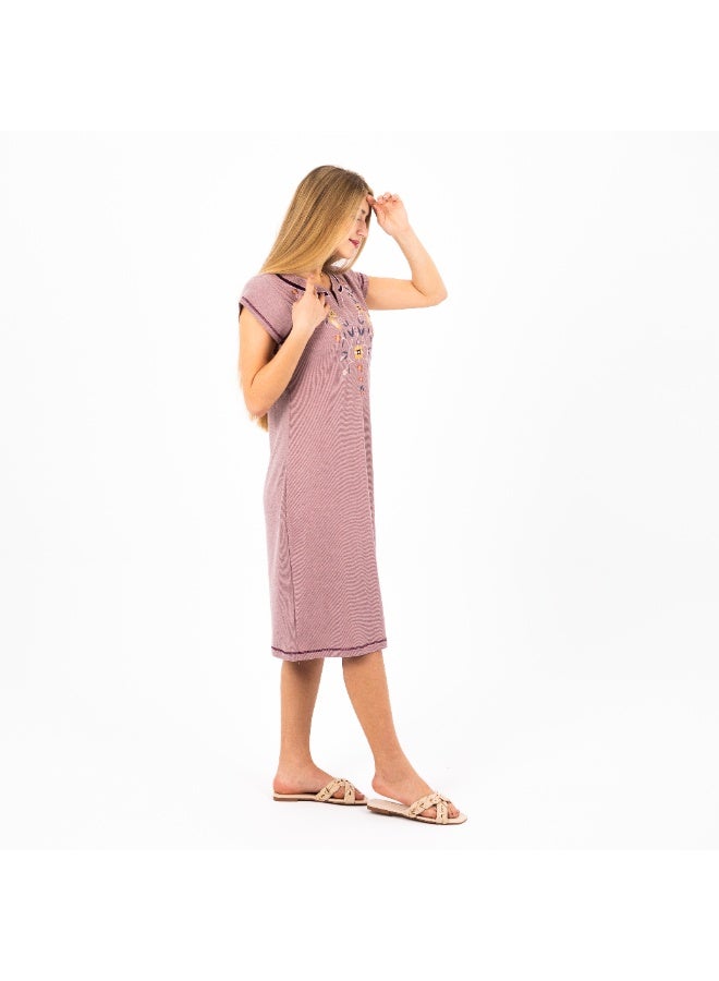 zecotex  Summer Short Dress | Embroidered Mini Dress | Elegant Half Sleeves | Cotton Fabric | Lightweight & Comfortable Women's Loungewear  - Image 4
