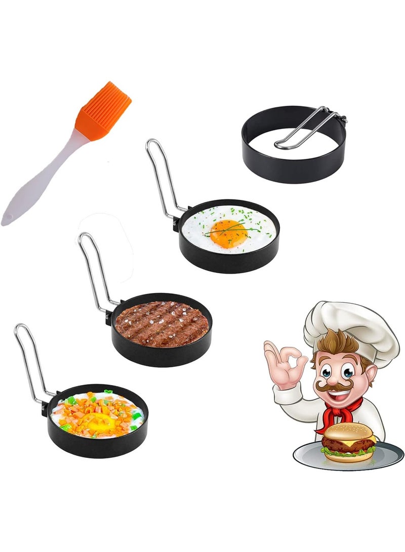 قوالب بيض من الفولاذ المقاوم للصدأ، 4 قطع من الدوائر المعدنية غير اللاصقة لصنع شطائر البيض المقلي ماكمافين، وقلي أو تشكيل البيض، وأداة طهي منزلية لإعداد وجبة الإفطار، وأومليت - Image 1