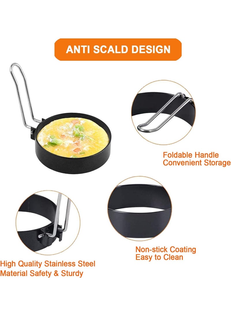 قوالب بيض من الفولاذ المقاوم للصدأ، 4 قطع من الدوائر المعدنية غير اللاصقة لصنع شطائر البيض المقلي ماكمافين، وقلي أو تشكيل البيض، وأداة طهي منزلية لإعداد وجبة الإفطار، وأومليت - Image 3