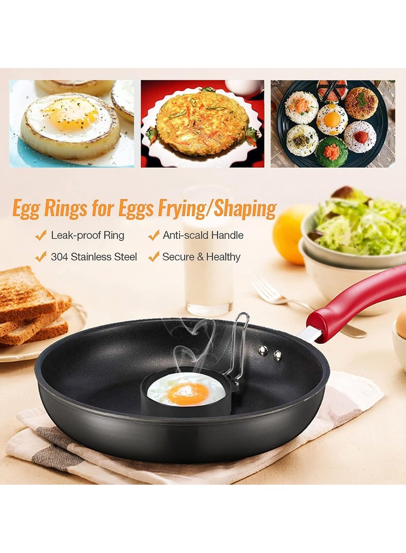 قوالب بيض من الفولاذ المقاوم للصدأ، 4 قطع من الدوائر المعدنية غير اللاصقة لصنع شطائر البيض المقلي ماكمافين، وقلي أو تشكيل البيض، وأداة طهي منزلية لإعداد وجبة الإفطار، وأومليت - Image 5