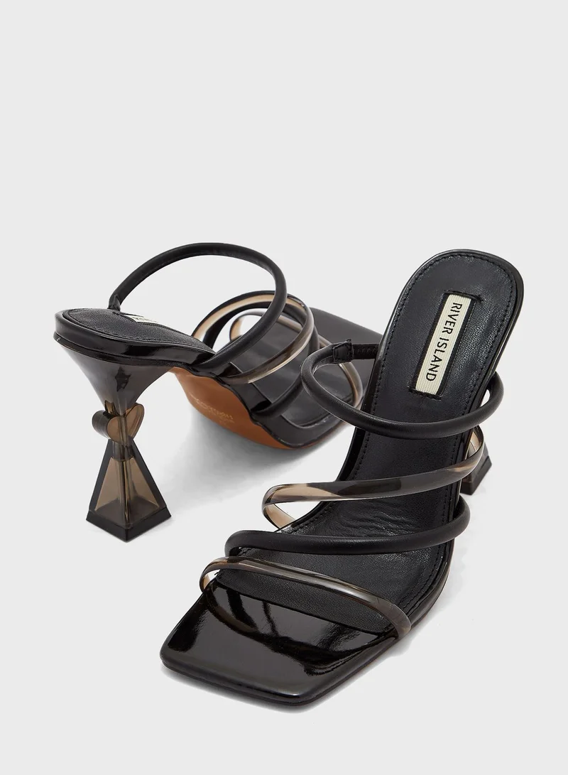 RIVER ISLAND Perspex Feature Heel Mule Sandals