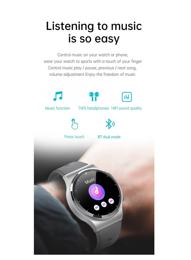 AROAQ GT69 Smart Watch with TWS Earphones Heart Rate Blood Pressure Oxygen Monitoring Bluetooth Call Music and Sports Features for Men and Women Gray - Image 5