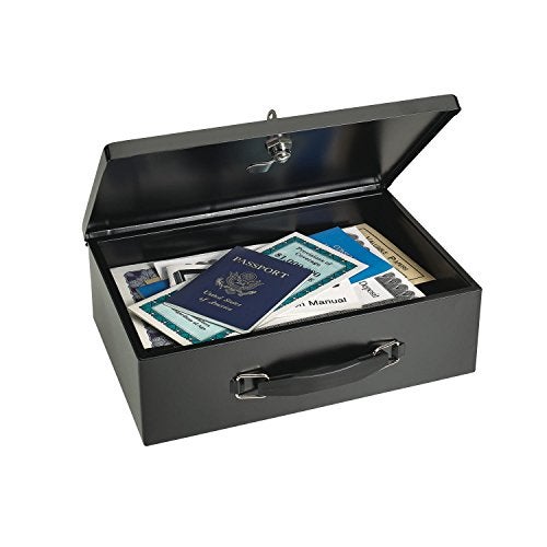 MMF Industries STEELMASTER FireRetardant Steel Security Chest with Key Lock Black Includes 2 Keys Durable Steel Double Insulated Walls Lab Tested Fireproof Security Box