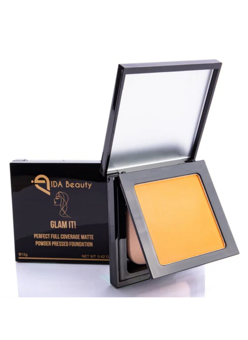 IDA Beauty - Glam It! Perfect Full Coverage Matte Powder Pressed Foundation | 2-in-1 Setting & Foundation | Matte Finish, Long-Lasting, Lightweight | Vegan, Halal, Cruelty-Free - Image 1