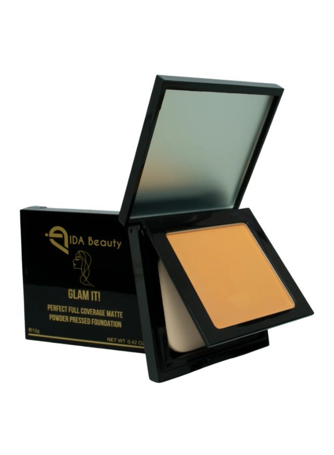 IDA Beauty Glam It! Perfect Full Coverage Matte Powder Pressed Foundation | 2-in-1 Setting & Foundation | Matte Finish, Long-Lasting, Lightweight | Vegan, Halal, Cruelty-Free (UZO 10) - Image 1