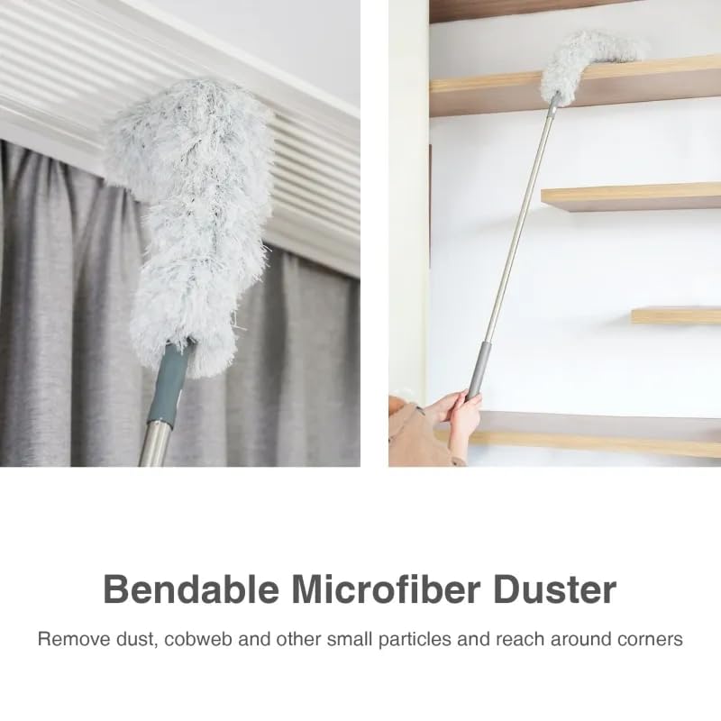 BLURISM Microfiber Mop 7 in 1 Cleaning Kit Home Cleaning Supplies Squeegee Broom Duster Sponge Retractable Absorbent Detachable Fiber Cleaning kit Mop Brush Cotton Household - Image 5