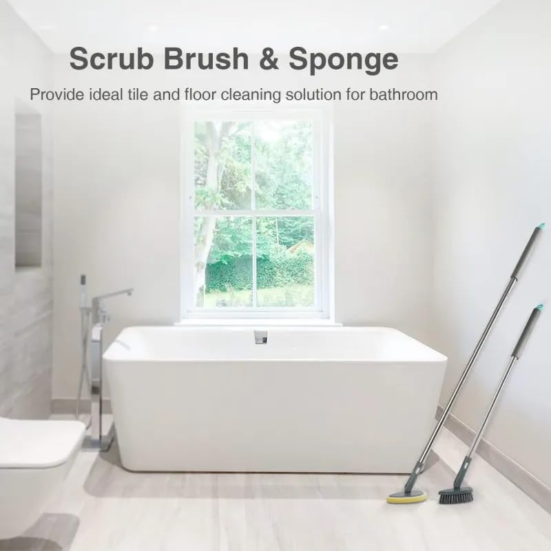 BLURISM Microfiber Mop 7 in 1 Cleaning Kit Home Cleaning Supplies Squeegee Broom Duster Sponge Retractable Absorbent Detachable Fiber Cleaning kit Mop Brush Cotton Household - Image 4