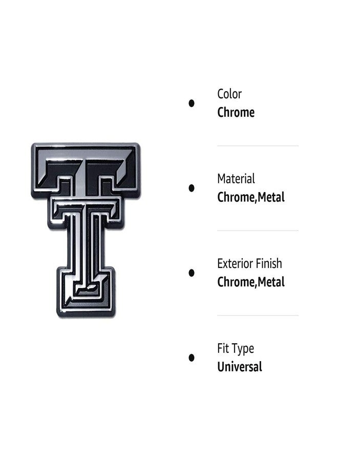 AMG Auto Emblems Texas Tech Emblem Red Raiders Premium Metal Auto Emblem (Chrome) - Image 3