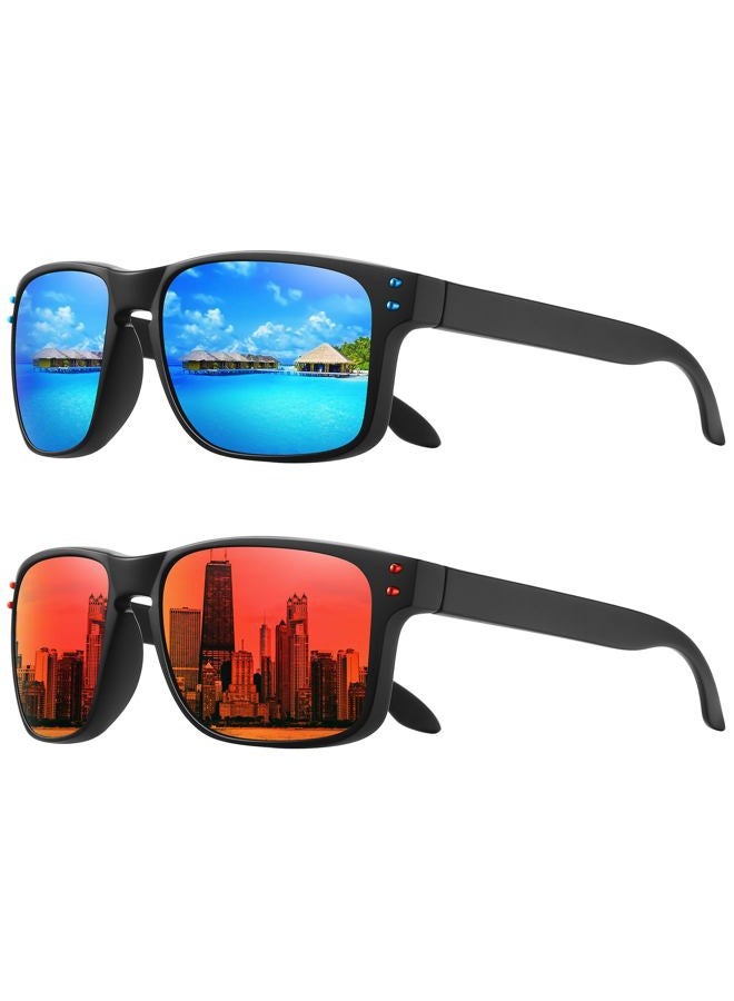 MEETSUN Polarized Sunglasses for Men Women Sports Driving Fishing Glasses UV400 Protection, Blue Mirror+red Mirror 2pack, Standard - Image 1